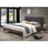 Strick & Bolton Mingus Mid-Century Brown Upholstered Wood Platform Bed - Queen
