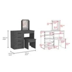 Boahaus Tyche Dressing Table (Grey) - Grey -Bed Frame Shop 00e1a689 1f4e 4a97 bf6a d2e70ae4aa2a
