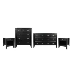 Foisy Faux Wood 4 Piece Bedroom Set By Christopher Knight Home - Black