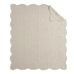 Cream Tuscany Oversized Quilted Throw With Scalloped Edges 60x72" -Bed Frame Shop 01a6b815 c080 4b71 8d26 cd9ee264231e