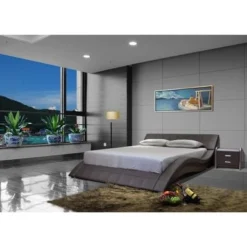 Greatime B1041-1 Wave-like Shape Upholstered Modern Platform Bed - Queen - White -Bed Frame Shop 01bfe368 8125 4386 a4c6 29abddeef46b