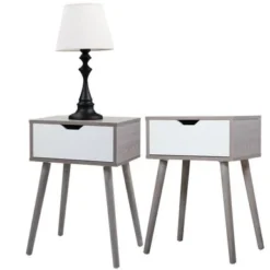 Cement Gray Nightstand With One Drawer,Set Of 2 - Cement Gray -Bed Frame Shop 028dedec 552b 4142 a3bc 783b8aa89c1e