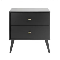 Prepac Milo Mid-Century Modern 2 Drawer Nightstand, Bedside Table, Contemporary Bedroom Furniture - White -Bed Frame Shop 02960056 2539 46e1 9fa8 f798bc42fb74