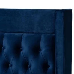 Baxton Studio Contemporary Velvet Upholstered Tufted Glam Platform Bed - Blue - King -Bed Frame Shop 02b4f90e 7612 448d 9b6e c608be73f3a7