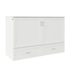 Hamilton Murphy Bed Chest With Storage Drawer And Built-In Charger - White - Twin XL -Bed Frame Shop 031879b0 1f42 4d8a 8e45 d12414b547ab