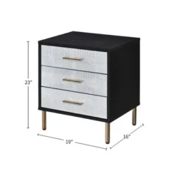 3 Drawers Nightstand With Metal Legs - White And Champagne -Bed Frame Shop 0332c107 b4a4 4bdf 959e 85c04975e2bb