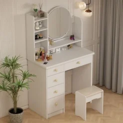 Make Up Vanity Set Dressing Table(Black/White) - Black -Bed Frame Shop 0338b9b1 ec0b 47ae ad74 054f66ba9734