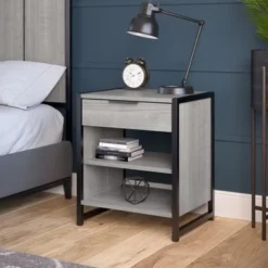 Atria Small Nightstand With Drawer And Shelves By Bush Furniture - Charcoal Gray -Bed Frame Shop 036d5066 e1f5 40cf 9388 2f18367f948f