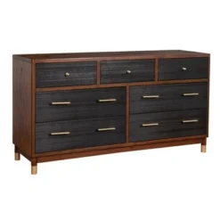 Alpine Furniture Belham 7 Drawer Wood Dresser In Dark Walnut (Brown) - Walnut - 7-drawer