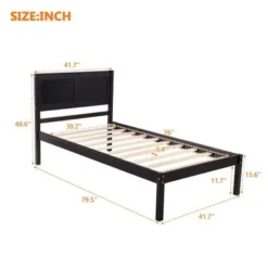 Wood Platform Bed Twin Size Platform Bed With Headboard - White -Bed Frame Shop 0407f296 cf26 4a81 af73 ab7a7dacd718