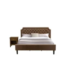 2-Pc Bed Set - Platform Bed And An Antique Walnut Night Stand - Dark Brown Faux Leather And Black Legs(Bed Size Options) - GB25F-1GA08 -Bed Frame Shop 04293a6d 03da 493a aa8d 02e214887e3b