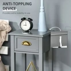 HOMCOM 2-Tier Night Stand With Drawer, Narrow End Table With Bottom Shelf, For Living Room Or Bedroom - Black -Bed Frame Shop 04d27786 5bd9 43e3 ae56 ee667ed92dc2