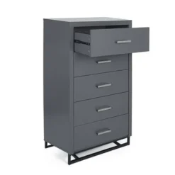 Beeson 2 Piece 5 Drawer Dresser And Nightstand Bedroom Set By Christopher Knight Home - Charcoal Gray/Black -Bed Frame Shop 05d70fdc a301 44a5 adae a158defb6022