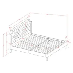 2-Piece Platform Bedroom Set- Bed And Distressed Jacobean Nightstand- Dark Brown Faux Leather- Black Legs (Bed Size Options) - GB25F-1BF07 -Bed Frame Shop 07e34d3f 5438 430c 82ea 1e7611e22030