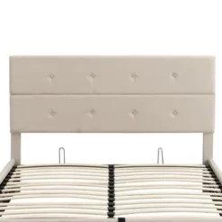 Nestfair Upholstered Platform Bed With Underneath Storage - Grey - Queen -Bed Frame Shop 0817e23d 6331 4063 8583 59c709f66d8d