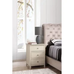 Daniel 3-drawer Transitional Wooden Nightstand - Pink -Bed Frame Shop 0886b1fb 6198 4f21 ad37 7da81310cf6a