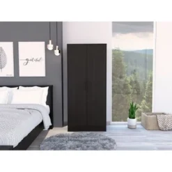 FM Furniture Rio 71-inch Tall Double Door Armoire With 1 Cabinet, 1 Rod, And Hidden Drawer - White -Bed Frame Shop 08aa7e5c c562 4d0f aba3 b438e162f3cd