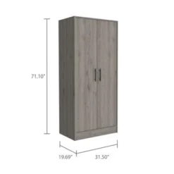 FM Furniture Rio 71-inch Tall Double Door Armoire With 1 Cabinet, 1 Rod, And Hidden Drawer - Light Gray -Bed Frame Shop 08d99857 5348 4480 a92c 30657b55b8c9