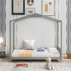 Merax Twin Size House Platform Bed With Headboard - White -Bed Frame Shop 096c53cf 1593 4b21 a10f 991eceaf0e51