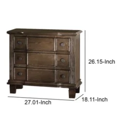 Three Drawer Nightstand With Round Knobs Side Metal Glide In Weathered Oak Finish - 3-drawer -Bed Frame Shop 097d6d9a e174 47d4 9738 2582c0379f00