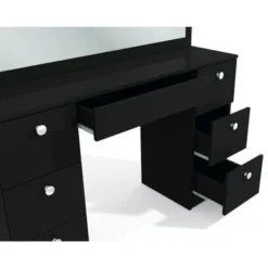 Boahaus Artemisia Modern Vanity, Black, Wide Mirror, 07 Drawers - Black-Basic Knobs -Bed Frame Shop 09b6abaf 4ad8 4ffa b72e 48565d024e99