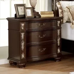Traditional Brown Cherry Night Stand W/ USB Plug