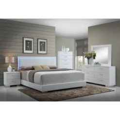 Strick & Bolton Nash Glossy White Panel Bed With LED Lights - California King -Bed Frame Shop 0ac5739f 7e98 46ad 88d1 7f18691f06bf