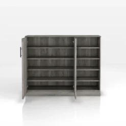 DH BASIC Farmhouse Vintage Grey Oak 10-Shelf Shoe Cabinet By Denhour - Vintage Grey Oak - No Drawers -Bed Frame Shop 0b2ec288 fc2e 4898 896e 884a1ebebe75