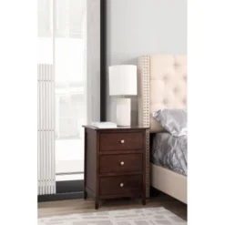 Daniel 3-drawer Transitional Wooden Nightstand - Pink -Bed Frame Shop 0b8f977e 4b48 4ed8 8578 a5065bbf6756