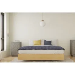Nexera Bilou Bedroom Set With Nightstand, Natural Maple And Greige - Full -Bed Frame Shop 0c595d36 bfbb 4146 abf9 dc773619df31