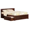 Orlando Queen Platform Bed With Footboard And 2 Drawers In Walnut - Walnut - Queen