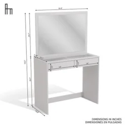 Boahaus Suri Modern Vanity Table, White, Light Bulbs Add-on - White -Bed Frame Shop 0cb6ee7b 125b 4fa6 9302 44d057547346