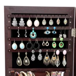Jewelry Storage Mirror Cabinet Can Be Hung On The Door Or Wall - Brown -Bed Frame Shop 0cb96e8e d414 44fe aa72 7e0bb6a7fad0