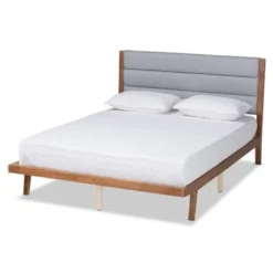 Baxton Studio Jarlan Transitional Fabric Upholstered Wood Platform Bed-Light Grey - Full