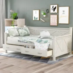 Nestfair Twin Size Daybed With 2 Large Drawers - White