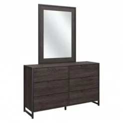 Atria 6 Drawer Dresser With Mirror By Bush Furniture - Modern Hickory -Bed Frame Shop 0d75b1ac 9ff2 4171 9dfe 8211b1cf472d