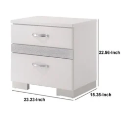 Nightstand With Three Center Metal Glide Drawers In White Gloss Finish - 3-drawer -Bed Frame Shop 0d8ca451 c3d8 40bd 9c8e 2b0f609defb5