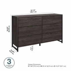 Atria 6 Drawer Dresser By Bush Furniture - Platinum Gray -Bed Frame Shop 0def6d26 68c7 4cef a1c4 fddb2e2a5633