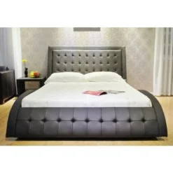 Greatime Extra-Wavy Vinyl Platform Bed - Queen-White -Bed Frame Shop 0e7dec99 f183 432d 9c97 b3bf6a3f21ac