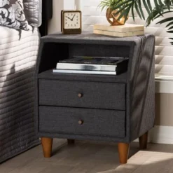 Baxton Studio Contemporary Fabric 2-Drawer Nightstand - Charcoal -Bed Frame Shop 0e9cfb5a 6c00 410c 8fda 5baf40fb3f89