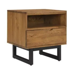 Aldo 1 Drawer Nightstand In Brown Oak Wood With Black Metal Legs -Bed Frame Shop 0ed17dd8 e129 4942 9a80 eaebf0c820d3