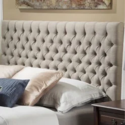 Jezebel Adjustable Full/Queen Tufted Headboard By Christopher Knight Home - Beige Fabric -Bed Frame Shop 0ee34737 e1c1 477a 8133 1c905ac94b6b
