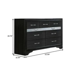 Two Tone Wooden Dresser With Nine Drawers, Black And Silver - Black - 9-drawer -Bed Frame Shop 0f406fb3 5a6c 4ae3 a3eb 2c1edb1ef632