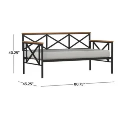 Hillsdale Furniture Ashford Triple X Design Metal Twin Daybed, Black With Oak Wood Accent - Black W/ Brown Trim - Twin -Bed Frame Shop 0fa4ed3b f5ec 4c4a b55e bc2373bcac74
