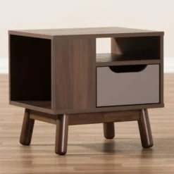 Mid-Century Brown And Grey 1-Drawer Nightstand By Baxton Studio -Bed Frame Shop 116e18a7 2a41 4ea6 a4ee 8187a2f66e74