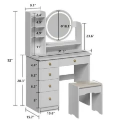 Makeup Vanity Dressing Tabel Set With Touch Screen Mirror & Stool - Black -Bed Frame Shop 11fce2f5 0488 4b88 b941 41a5d29d2b00