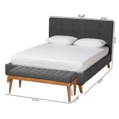 Baxton Studio Valencia Mid-Century Modern 2-Piece Bedroom Set With Dark Grey Fabric Upholstered Bed - King -Bed Frame Shop 1334a097 4843 4eb3 9950 ad225711bca8