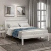 Nestfair Wooden Platform Bed With Headboard And Wood Slat Support - White - Twin