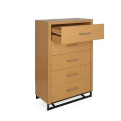 Beeson 5 Drawer Dresser By Christopher Knight Home - Maple/Black -Bed Frame Shop 136d4ae3 38c7 4fff 875c 69d294531606