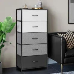 5 Drawers Vertical Dresser Storage Tower Organizer Unit For Bedroom - Brown - 5-drawer -Bed Frame Shop 136e8d30 8098 46cb 92d4 90a54efcea2a